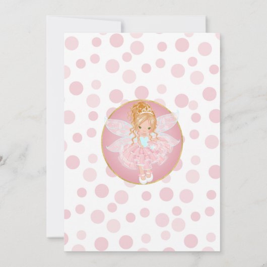 ブロンドピンクフェアリーガールズ誕生日招待状 招待状 (裏面)