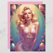 ブロンドピンナップピンク下着イースターエッグ シーズンカード (正面/裏面)