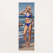 ブロンドフィットネスビキニ女の子ヨガマットポーズ ヨガマット (裏面)