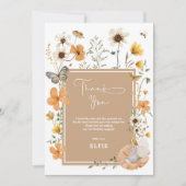 ブロンドフェアリーボホーワイルドフラワーガーデンガール誕生日 サンキューカード (正面)