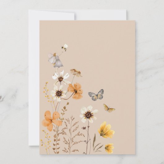 ブロンドフェアリーボホーワイルドフラワーガーデンガール誕生日 サンキューカード (裏面)