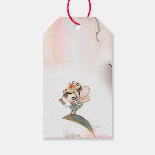 ブロンドフェアリー誕生日エンチャントフォレストメッセージカード ギフトタグ (裏面)