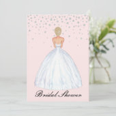 ブロンドブライドイラストレーションダイアモンドブライダルシャワー 招待状 (スタンド正面)