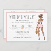ブロンドブライドバチェロレッテビーチパーティーウィークエンド 招待状 (正面/裏面)