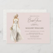 ブロンドブライドブライダルガウンシャワー 招待状 (正面/裏面)