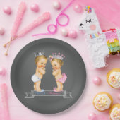 ブロンドプリンスとプリンセスシャルボードベビーシャワー ペーパープレート (パーティー)