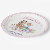 ブロンドプリンセスアンドブラウンホース誕生日 ペーパープレート (アングル)