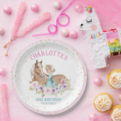 ブロンドプリンセスアンドブラウンホース誕生日 ペーパープレート (パーティー)