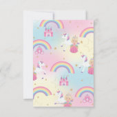 ブロンドプリンセスアンドレインボーユニコーンピンク誕生日 サンキューカード (裏面)