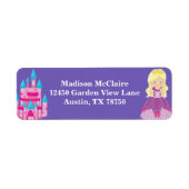 ブロンドプリンセスガールキュートパープル差出人住所 ラベル (正面)