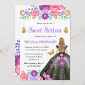 ブロンドプリンセスメキシコフローラドレススウィート16 招待状 (正面/裏面)