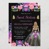 ブロンドプリンセスメキシコフローラドレススウィート16 招待状 (正面/裏面)