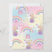 ブロンドプリンセスユニコーンバースデーパーティーレインボー 招待状 (裏面)