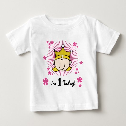 ブロンドプリンセス1th誕生日Tシャツとギフト ベビーTシャツ (正面)