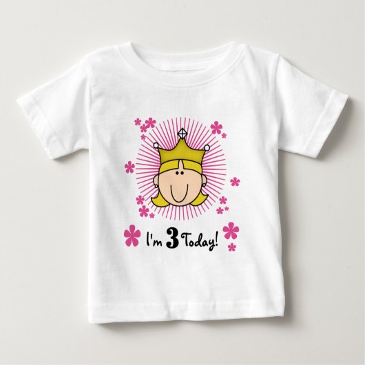 ブロンドプリンセス3rd誕生日Tシャツ&ギフト ベビーTシャツ (正面)