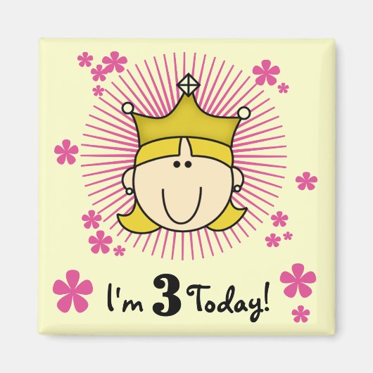ブロンドプリンセス3rd誕生日Tシャツ&ギフト マグネット (正面)