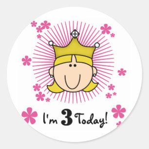 ブロンドプリンセス3rd誕生日Tシャツ&ギフト ラウンドシール