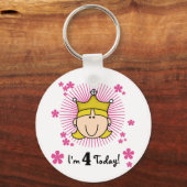 ブロンドプリンセス4th誕生日Tシャツとギフト キーホルダー (正面)