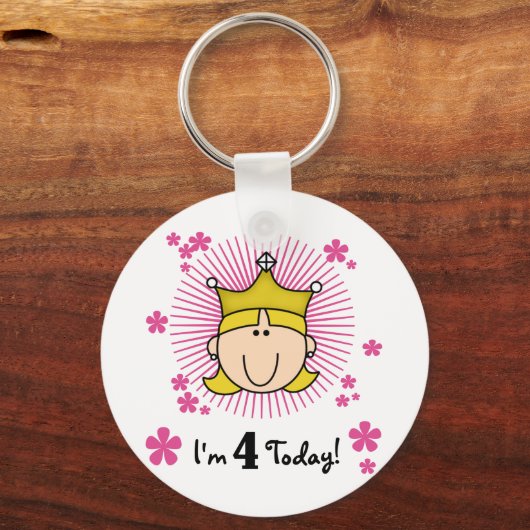 ブロンドプリンセス4th誕生日Tシャツとギフト キーホルダー (正面)