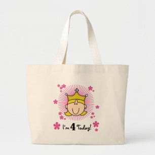 ブロンドプリンセス4th誕生日Tシャツとギフト ラージトートバッグ