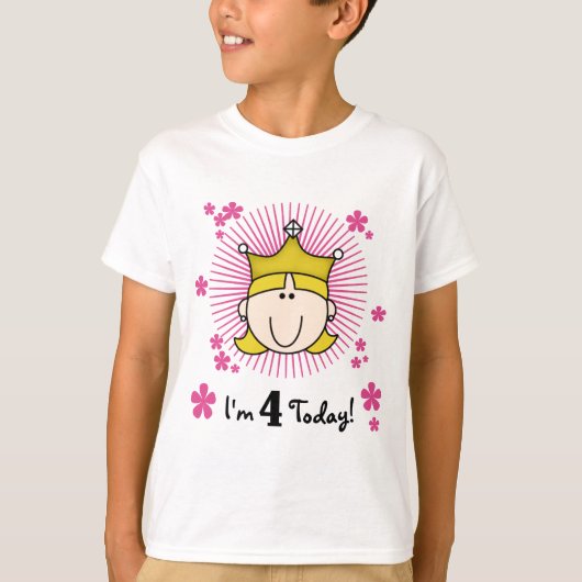 ブロンドプリンセス4th誕生日Tシャツとギフト Tシャツ (正面)