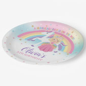 ブロンドプリンセス&ユニコーンバースデーパーティーレインボー ペーパープレート (アングル)