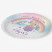 ブロンドプリンセス&ユニコーンバースデーパーティーレインボー ペーパープレート (アングル)