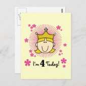 ブロンドプリンセス 4歳の誕生日Tシャツとプレゼント ポストカード (正面/裏面)