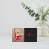 ブロンドヘアエレガントレディーアンド金ゴールド美しい 名刺 (スタンド正面)