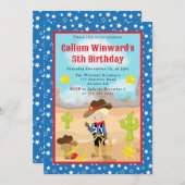 ブロンドヘアカウボーイウェスタン子供の誕生日 招待状 (正面/裏面)