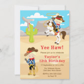 ブロンドヘアカウボーイバースデーパーティー 招待状 (正面)