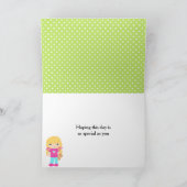 ブロンドヘアガールスリーポバースランバーパーティー誕生日 カード (内部)