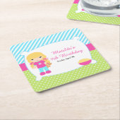 ブロンドヘアガールスリーポバースランバーパーティー スクエアペーパーコースター (アングル)