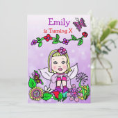 ブロンドヘアコーカサス妖精誕生日 招待状 (スタンド正面)