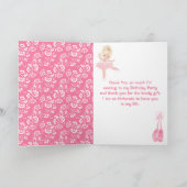 ブロンドヘアバレリナピンク誕生日サンキューカード サンキューカード (内部)