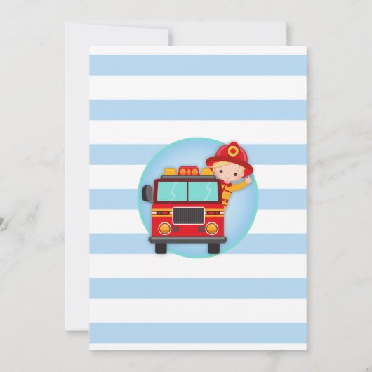 ブロンドヘアボーイズ消防士誕生日招待状 招待状 (裏面)
