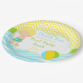 ブロンドヘアボーイプールパーティーバッシュパーティー ペーパープレート (アングル)