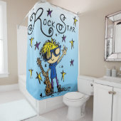 ブロンドヘアボーイロックスターミュージック シャワーカーテン (インサイチュ)