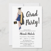 ブロンドヘアーエクシデーションカレッジユニガールトレンディー 招待状 (正面)