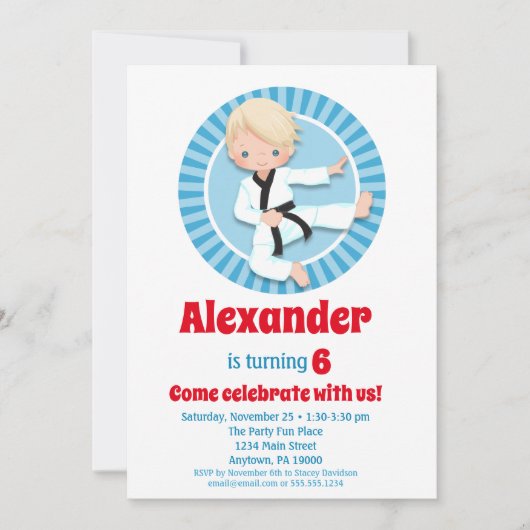 ブロンドヘアーカラートフードボーイズ誕生日招待状 招待状 (正面)