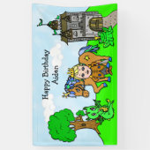 ブロンドヘパーソナライズされたルドプリンス誕生日バナー 横断幕 (縦)