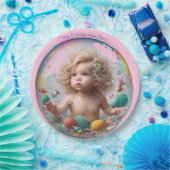 ブロンドベビーマーメイドバブル ペーパープレート (パーティー)