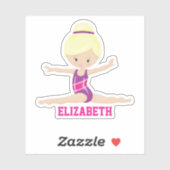 ブロンドホワイトガール体操ピンクレオタード名 シール (シート)