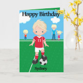 ブロンドボーイズサッカーワード検索ハッピーバースデー カード (黄色い花)