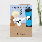 ブロンドボーイズ空手カラーリングページハッピーバースデー カード (正面)