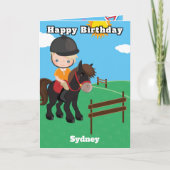 ブロンドボーイズ馬術カラーリングページ誕生日 カード (正面)