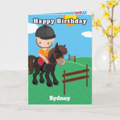 ブロンドボーイズ馬術カラーリングページ誕生日 カード (黄色い花)