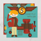 ブロンドボーイパイロット誕生日招待状 招待状 (正面/裏面)