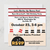 ブロンドボーイボーリングパーティの招待状 招待状 (裏面)