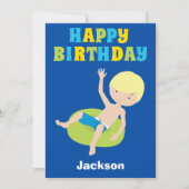 ブロンドボーイ泳ぐ人カスタムキッズハッピーバースデー カード (正面)